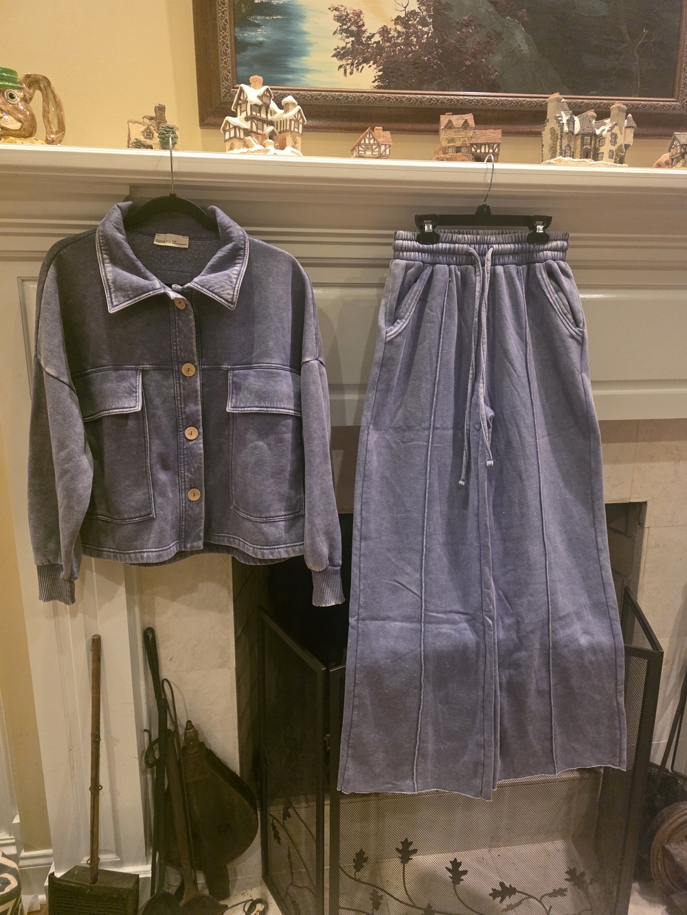 Zenana Outfitters Washed Marlin Jacket and Wide-Leg Pants